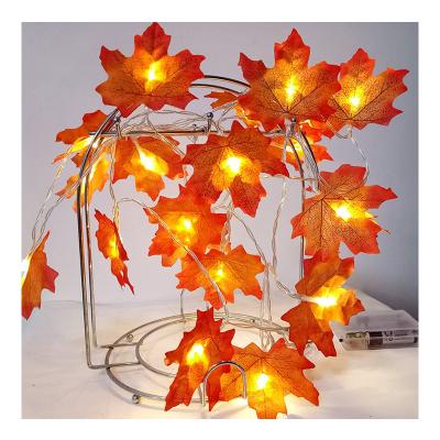 China Maple Leaves Artificial Events Wire LED Leaves String Lights For Halloween Thanksgiving Garden for sale