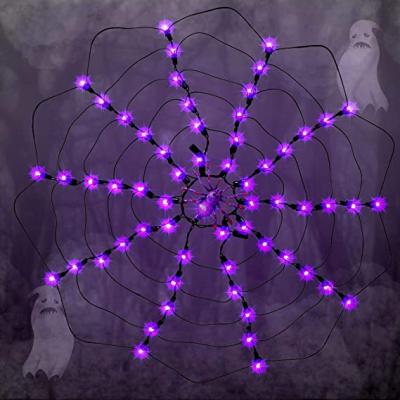 China Net Lights Wang's World Giant 60 LED Purple Spider Net Lights for Halloween Decoration for Outdoor Use for sale