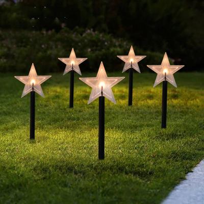 China Solar Powered Outdoor Garden Backyard Snowflake Christmas Tree Five Stars Elk Yard Lighting Solar Garden Light for sale