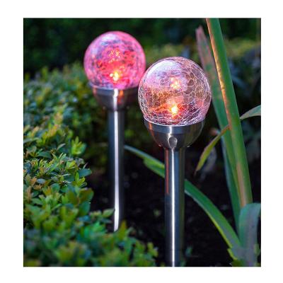 China Garden Slit Broken Glass Ball Shaped New RGB LED Solar Garden Light Waterproof IP65 Lawn Yard for sale