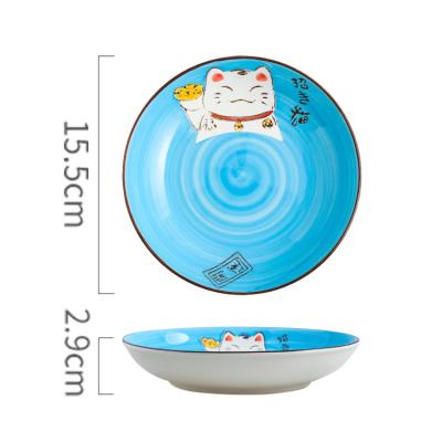 China Creative hand-painted ceramic small table household cartoon stocked Japanese dessert dish for sale