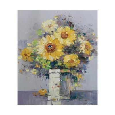 China Yellow Luxury Handcrafted Knife Oil Painting Flowers Handcrafted Oil Paintings Knife Flower Oil Paintings Art Gift for sale