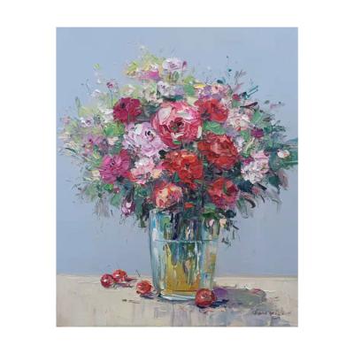 China Knife Oil Painting Wall Decor Flower Oil Paintings Canvas Knife Paintings Still Life Style Handcrafted Home Handcrafted for sale