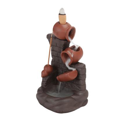 China Office Home Creative Handmade Sandalwood Incense Burner Wholesale Chinese Ceramic Backflow Cense Waterfall Clay Ornaments And Crafts for sale