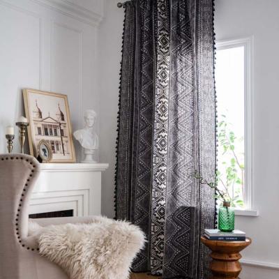 China Wholesale Luxury Blackout Home Printed Black Curtain Living Room for sale