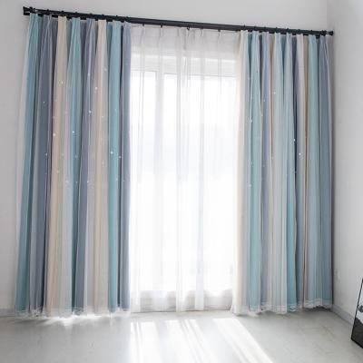 China Blackout Gradient Color Window Curtain For Living Room Kitchen Fabric Tulle Drape Curtain for sale