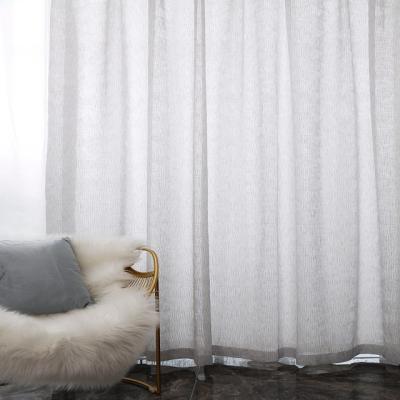 China Latest Modern Design Yarn-dyed Breathable Linen Jacquard Voile Curtain Fabric For Living Room for sale