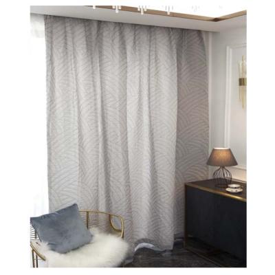 China Modern Gray Yarn-dyed Jacquard Geometry Curtain Voile Fabric For Living Room for sale