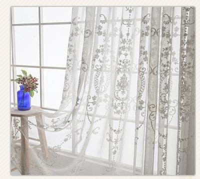 China Hot Sale Width 280cm White Embroidered Window Gauze Curtain Sheer Fabric Shrink-Resistant For Bedroom for sale