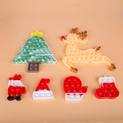 China New Portable Children Jump Sensory Bubble Santa Silicon Squeeze Fidget Toys Silicone Christmas Tree Noise Pushing for sale