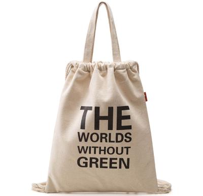 China Colorful Tote Bag Light Weight Customized Cotton Canvas Drawstring Backpack Eco Friendly Bag for sale