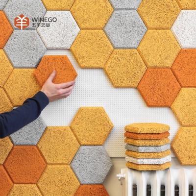 China Modern Hexagon Woodgrain Sound Proofing Acoustic Panel For Lobby for sale