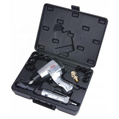 China Industry 1/2 Inch 680Nm 7500rpm Car Impact Torque Wrench Air Pneumatic Tool Kit 17pcs for sale