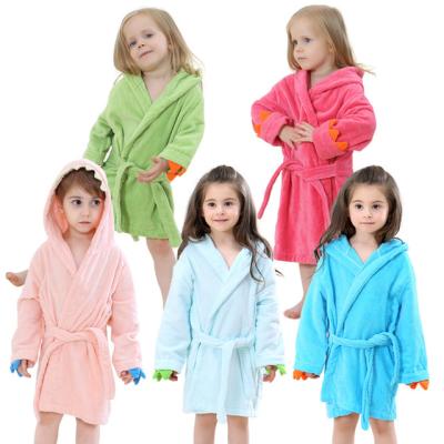 China QUICK DRY Cotton Animal Green Beach Bathrobe Boy Dinosaur Kids Hooded Bath Towel for sale