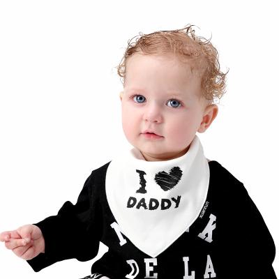 China 2pcs/Set I Love Dad Disposable Mum Pattern Super Soft Cotton Bandana To Drool White Baby Bibs for sale