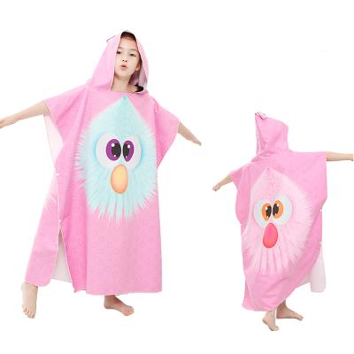 China More QUICK DRY Digital Printing Cartoon Animal Bathrobe Quick Change Kids Microfiber Summer Bathrobe for sale