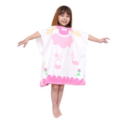 China 100% Cotton Hooded Towel Ballet Girl Kids Hooded Towel Kids Beach Bathrobe QUICK DRY for sale