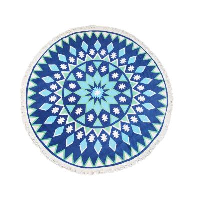 China QUICK DRY 100% Cotton Customized High Quality Round Printed Beach Towel With Tassels for sale