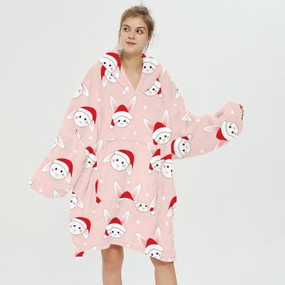 China Sustainable Wholesale Santa Claus Printed Fleece Hoodie Cover With Long Sleeve for sale