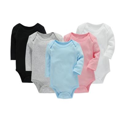 China 2021 quick-drying new promotional solid color long-sleeved newborn baby clothes rompers for sale