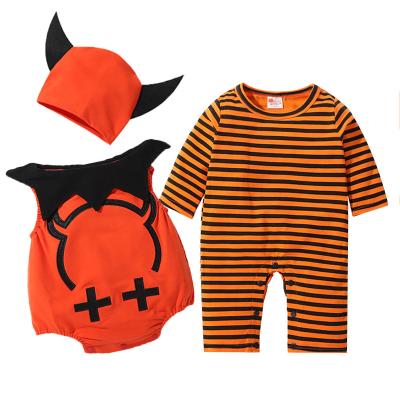 China Halloween Quick Dry Demon Wings One Piece Rompers Baby Devil Hat Kids Long Sleeve Clothes for sale