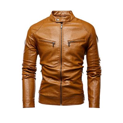 China T77 Men's Viable Faux PU Leather Jacket Striped Slim Zipper Autumn Male Pu Jacket Bomber Jacket for sale