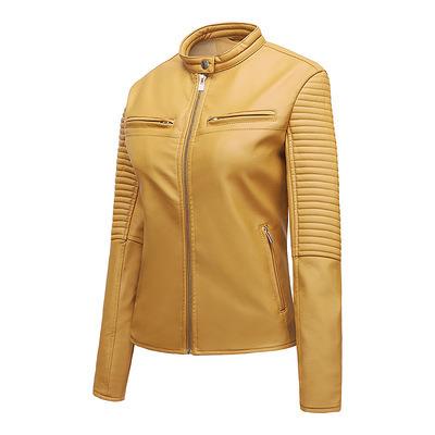 China New Design Sustainable High Quality Autumn Women Leather Jackets Bike Racing Slim Fit Leather Jacket for sale