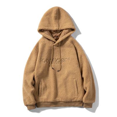 China Men's woolen trend street winter sweatshirt lamb hooded coat QUICK DRY hooded hooded long sleeve kangaroo coat for sale