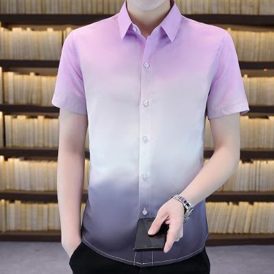 China Plaid edition men's shirt button anti-pilling long sleeve handsome slim men's shirt popular korean shirt fashion for sale