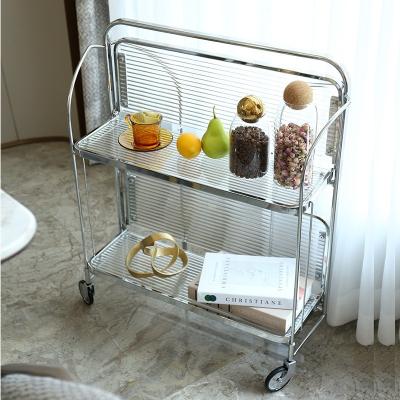 China Modern INS glass bar cart, mobile foldable cart coffee table, with wheels for sale