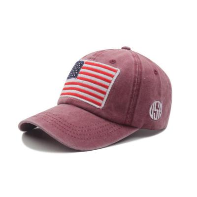 China breathable & Factory Wholesale Waterproof Fashion Custom Design Simple 3d Logo Embroidery Baseball Hat White Gorras USA Flag Applique Hat for sale