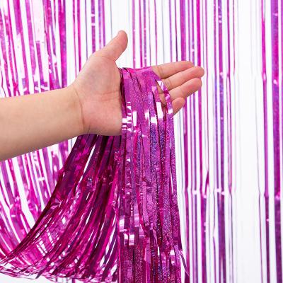 China Laser Foil Curtain Fringe Christmas Party Decoration Indoor / Outdoor Waterproof PET for sale