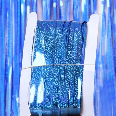 China Laser Foil Fringe Curtain PET Multi Color Rain Wall Curtain For Festival Decoration for sale