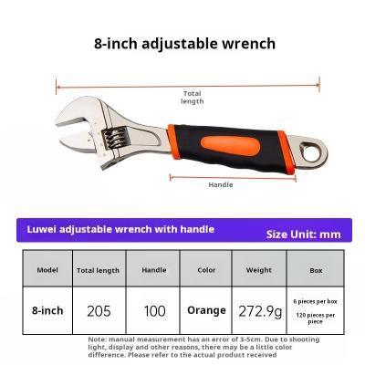 China 8 Inch Metric Nickel-Plated Adjustable Hand Wrench High Torque for sale