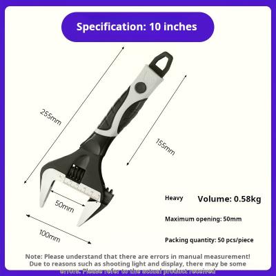 China Laser Marking Reversible Wide Opening 10 Inch Adjustable Wrench With Super Torque for sale