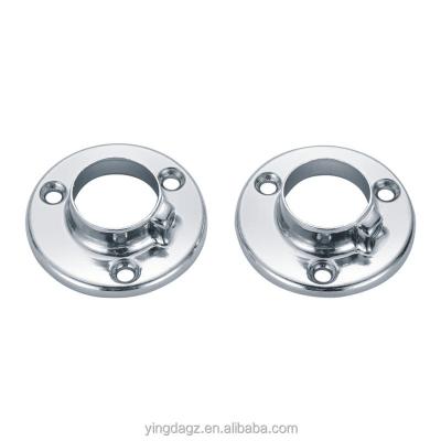 China Modern Round Two Hole Clothes 15mm Pipe Support Wardrobe Rail Support Iron Flange Block Chrome for sale