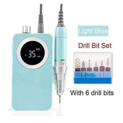 China Nail Art Beauty TOP Brand High Torque 35000 RPM Mobile Nail Drill Machine Efile Rechargeable Cordless Electric Nail File Machine for sale