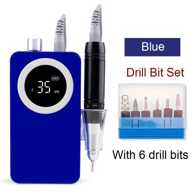 China Professional Nail Art Beauty Strong Brushless Motor Salon Pedicure Pedicure Cordless Portable Rechargeable Nail e File Drill Bit for sale