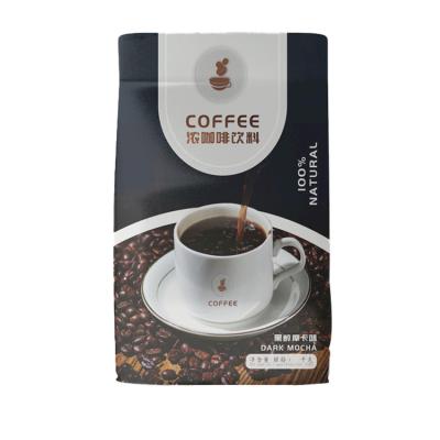 China 8 Gusset Ziplock Stand Pouch Flat Bottom Moisture Proof Black Side Sealed Coffee Bags With One Way Valve And Zipper for sale