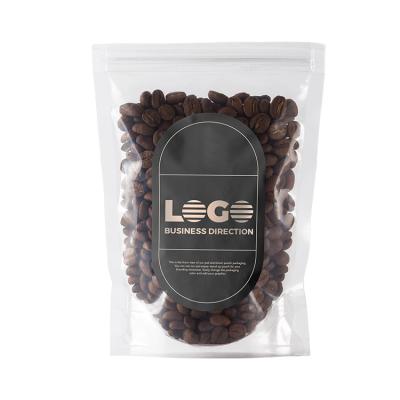 China 100g 250g 500g 1kg Recyclable Custom Printed Clear Flat Coffee Bag Coffee Packaging Zipper Bag for sale