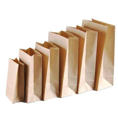 China Recycled Materials Brown Kraft Paper Bag Grocery Paper Bag No Handlebread Packaging Paper Bags for sale