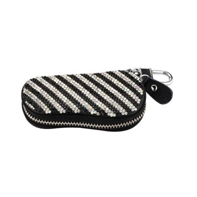 China Fashion Hot Sale High Quality Bling Crystal Rhinestones Black Zipperd Key Chain Case For Sale for sale