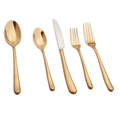 China Sustainable Gold Gold Cutlery Premium Quality Stainless Steel Flatware Set / Bulk Dinnerware Forged Cutlery for sale