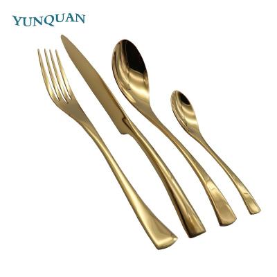 China Viable High Quality Gold Plated Cutlery Set / Gold Plated Cutlery Set Stainless Steel Spoon Fork Knife for sale