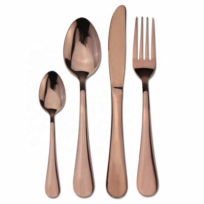 China Viable High Quality Rose Gold Coated Stainless Steel Flatware Spoon Fork Knife Flatware Set for sale