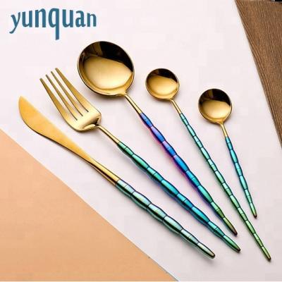 China Viable Pvd Coating Colorful 304 Stainless Steel Cutlery Flatware Spoon Fork Knife for sale