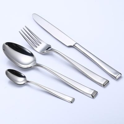 China Sustainable good quality silver mirror stainless steel flatware set for sale