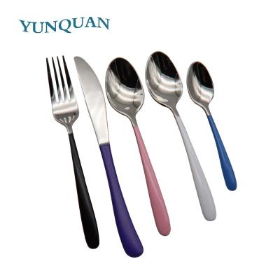 China Sustainable Color Plated To Handle Stainless Steel Cutlery Set / Flatware Set With Color Handle for sale