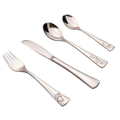 China Sustainable Kids Stainless Steel Cutlery Set Kids Cutlery Set Flatware For Child Lovely Spoon for sale