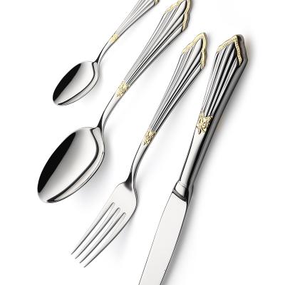 China Hot Selling Stainless Steel Cutlery Flatware Golden Set High Quality High Quality Half Viable for sale